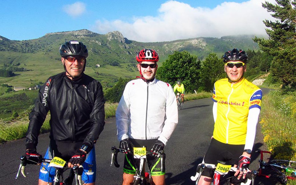 Retrouvailles. Yannick, Christian et Thierry (Vélo Marathon en 2j)
